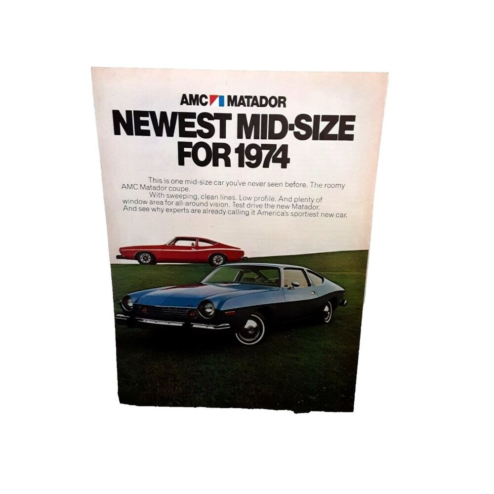 1974 AMC Matador Car Blue Color Red Original Print Ad 70s
